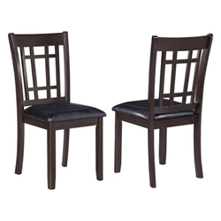 Lavon Wood Dining Side Chair Espresso - Espresso Finish Frame - Black Leatherette Seat - Set of 2 