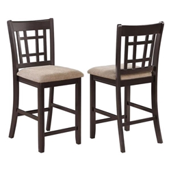 Lavon Wood Counter Chair with Tan Fabric and Espresso Finish Legs - Set of 2 