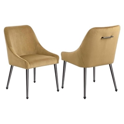 Cognac Side Chair with Fabric - Cognac Finish Frame - Set of 2 