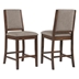 Patterson Upholstered Counter Chair with Mango Oak Finish Frame and Beige Fabric - Set of 2