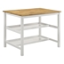 Edgeworth 30"W x 43"L Kitchen Island Counter Height Table - Brown Wood Top and White Metal Frame