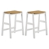 Edgeworth Wood Backless Counter Stool with Natural Brown Wood Seat and White Finish Base - Set of 2