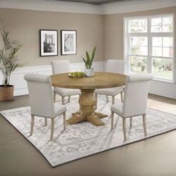 Florence 59" Round 5-Piece Round Dining Table Set - Rustic Honey - Brown 