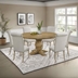 Florence 59" Round 7-Piece Round Dining Table Set Rustic Honey - Beige Fabric