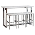 Marmot 20"W x 60"L 4-Piece Rectangular Counter Height Table Set - White Faux Marble Top - Chrome Finish Frame