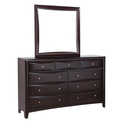 Phoenix 9-Drawer Dresser with Mirror - Cappuccino 