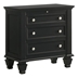 Sandy Beach 3-Drawer Nightstand Black