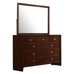 Serenity 9-Drawer Dresser with Mirror - Rich Merlot 