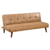 Jenson Upholstered Tufted Convertible Sofa Bed - Saddle - Brown