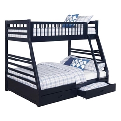 Ashton 2-Drawer Wood Twin Over Full Bunk Bed - Navy Blue 