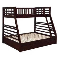 Ashton 2-Drawer Wood Twin Over Full Bunk Bed - Cappuccino 