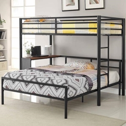 Fisher Twin Over Full Workstation Loft Bed Set - Gunmetal - Grey 