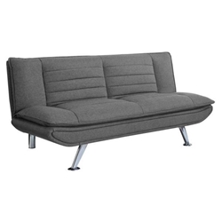 Julian Upholstered Tufted Convertible Sofa Bed - Grey - Chrome Finish Legs 