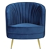 Sophia Accent Chair - Blue Velvet - Gold Finish Steel Legs