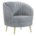 Sophia Accent Chair with Solid Wood Frame - Grey Velvet Fabric