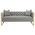 Eastbrook Velvet Upholstered Tufted Sofa Grey - Gold Stainless Steel Base