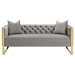 Eastbrook Velvet Upholstered Tufted Sofa Grey - Gold Stainless Steel Base - COA4970