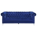 Bleker Upholstered Tuxedo Arm Tufted Sofa - Blue Velvet - Chrome Tapered Legs - COA5011