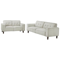 Deerhurst Upholstered Track Arm Sofa Set - Greige - Beige - 2-Piece 