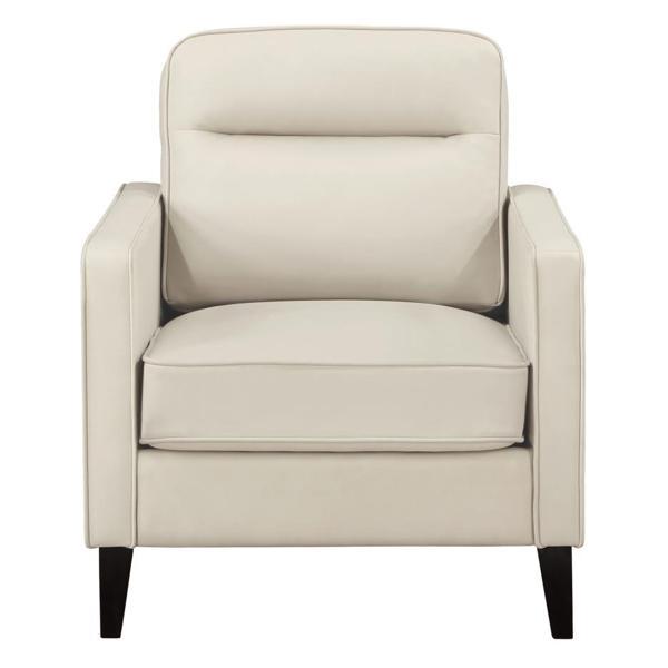 Jonah Accent Chair - Ivory Leatherette Fabric - Ivory Finish Frame 