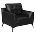 Moira Accent Chair with Tufted Back - Black Leatherette Upholstery - Black Metal Feet