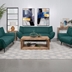 Acton Loveseat Sofa Set - Teal Blue Fabric - Black Metal Legs - 3-Piece