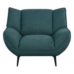 Acton Upholstered Flared Arm Accent Chair - Teal Blue - Black Metal Legs 