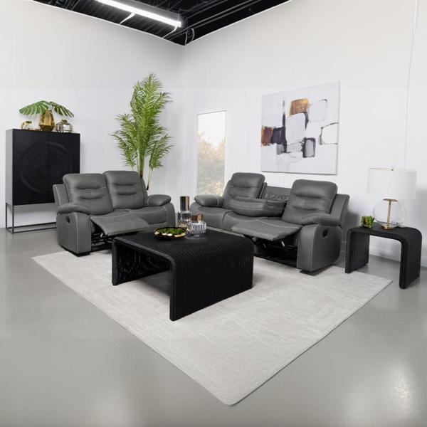 Nova Upholstered Padded Arm Sofa Set - Dark Grey - 2-Piece 