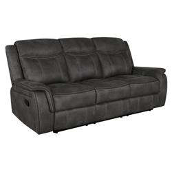 Lawrence Upholstered Padded Arm Reclining Sofa - Charcoal 