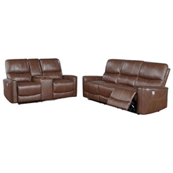 Greenfield Power Reclining Sofa Set - Saddle Brown - 2-Piece 