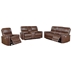 Greenfield Power Reclining Sofa Set - Saddle Brown Leatherette - 3-Piece