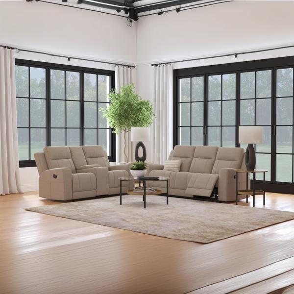 Brentwood Upholstered Reclining Sofa Set - Taupe - 2-Piece 