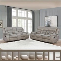 Greer Upholstered Reclining Sofa Set - Taupe - 2-Piece 