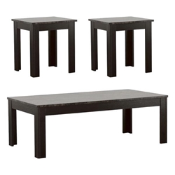 Rhodes Faux Marble Top Coffee Table Set - Grey - Black Finish Legs - 3-Piece 