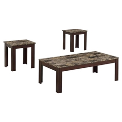 Rhodes Faux Marble Top Coffee Table Set - Brown - 3-Piece 