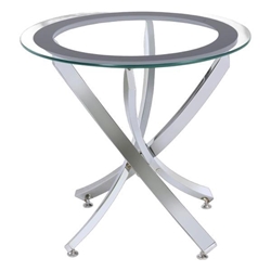 Brooke Round Glass Top Side End Table Metal Base Chrome - Silver 