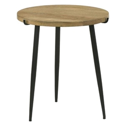 Pilar Round Solid Wood Top End Table Natural and Black - Brown 