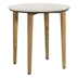 Aldis Round Marble Top Side End Table - White and Natural