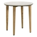 Aldis Round Marble Top Side End Table - White and Natural - COA5621