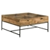 Stephie 4-Drawer Square Glass Top Coffee Table - Honey - Brown