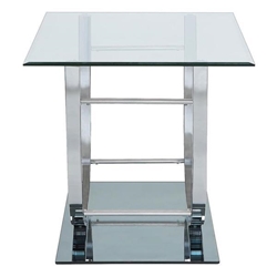 Danville Square U - Shaped Glass Top Side End Table - Chrome - Silver 