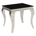 Carone Square End Table with Black Beveled Glass Top and Chrome Finish Legs - Silver - COA5652