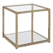 Cora Glass Top End Table with Mirrored Shelf - Chocolate Chrome Finish Frame - Gold - COA5657