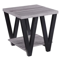 Stevens Engineered Wood End Table - Antique Grey and Black 