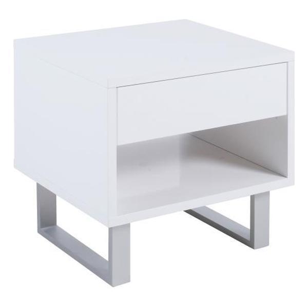 Atchison 1-Drawer Rectangular End Table - White High Gloss 