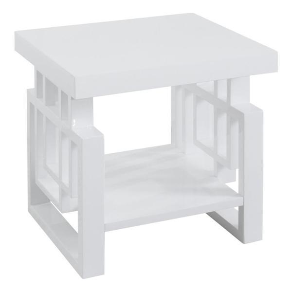 Schmitt Rectangular Side End Table - White High Gloss 