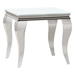 Carone Square End Table with Tempered White Glass Top and Chrome Finish Legs - Silver - COA5688