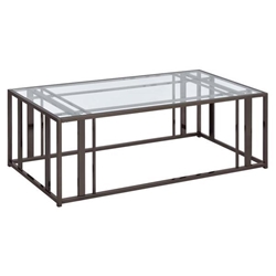 Adri Rectangular Glass Top Coffee Table - Black Nickel Finish Frame 