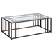 Adri Rectangular Glass Top Coffee Table - Black Nickel Finish Frame - COA5726