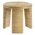 Artina Woven Rattan Round Side End Table - Natural - Brown